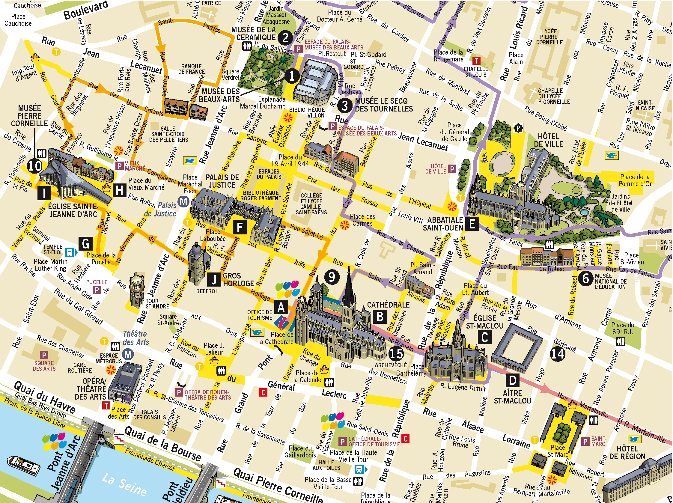 Plan illustré - Rouen Normandy Tourisme