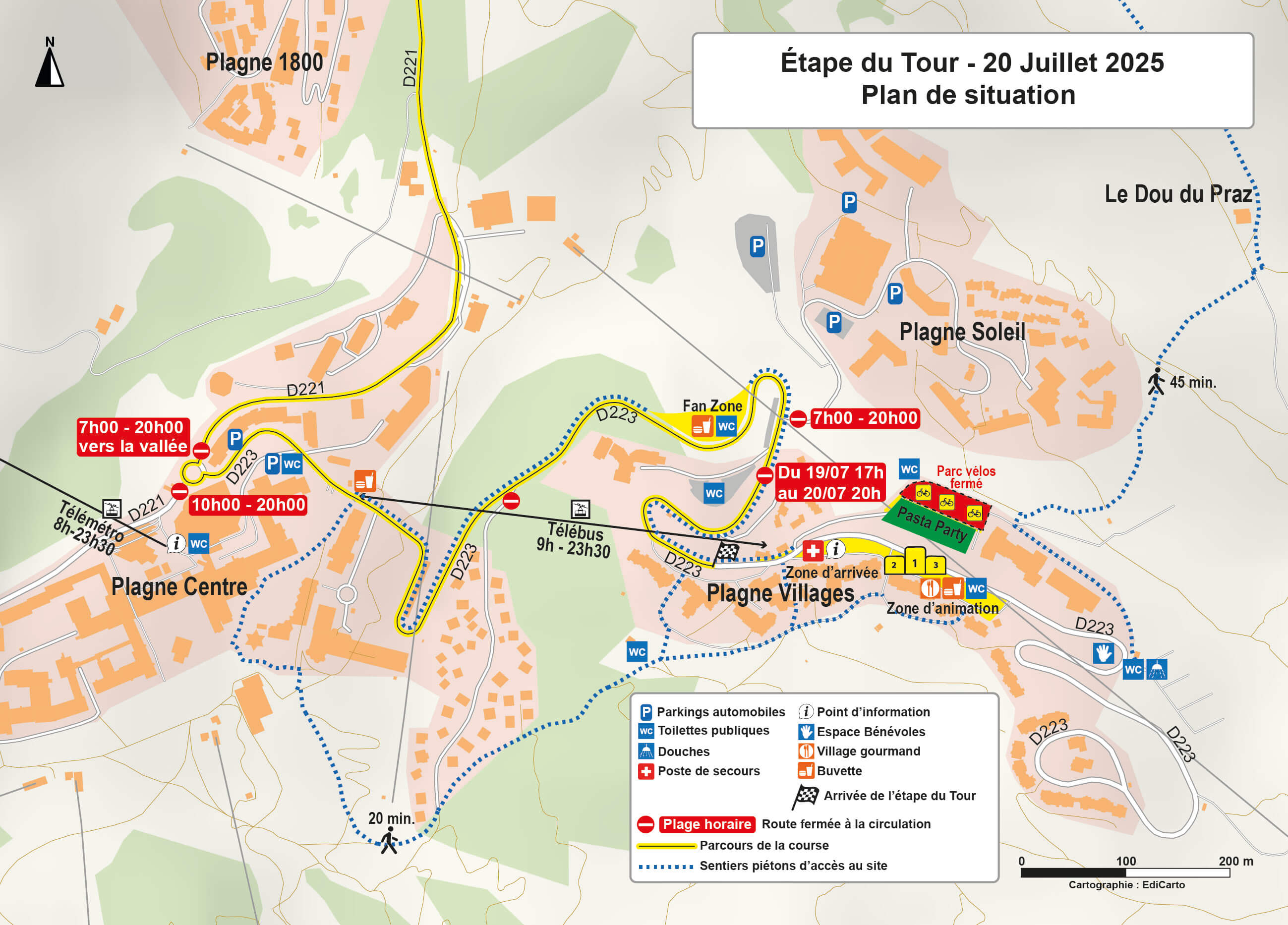 Plan arrivée du Tour de France 2025 - Office de Tourisme de la grande Plagne