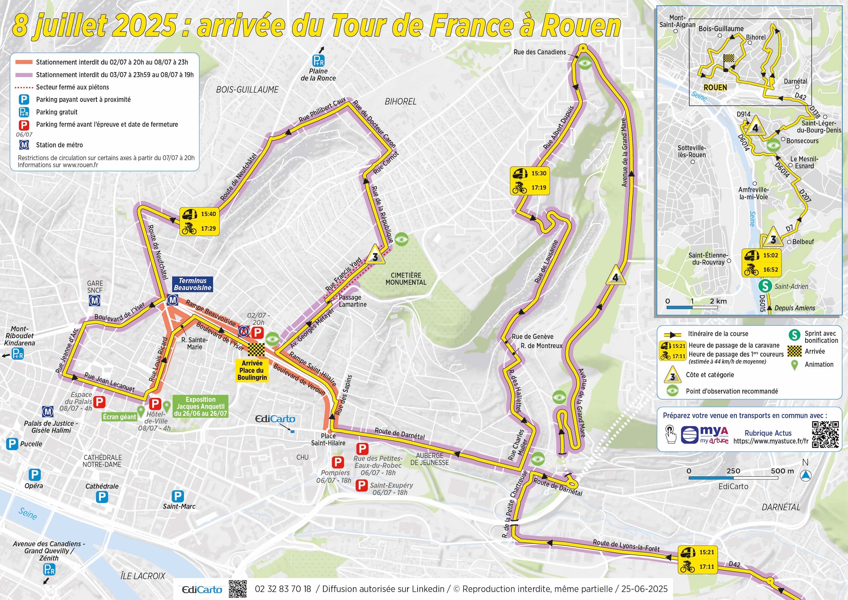 Plan d’arrivée à Rouen du Tour de France 2025 - EdiCarto