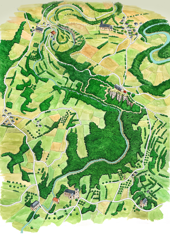 Carte territoire - Roche Oëtre - EdiCarto - agence de cartographie spécialisée - Tourisme Loisirs - Illustration