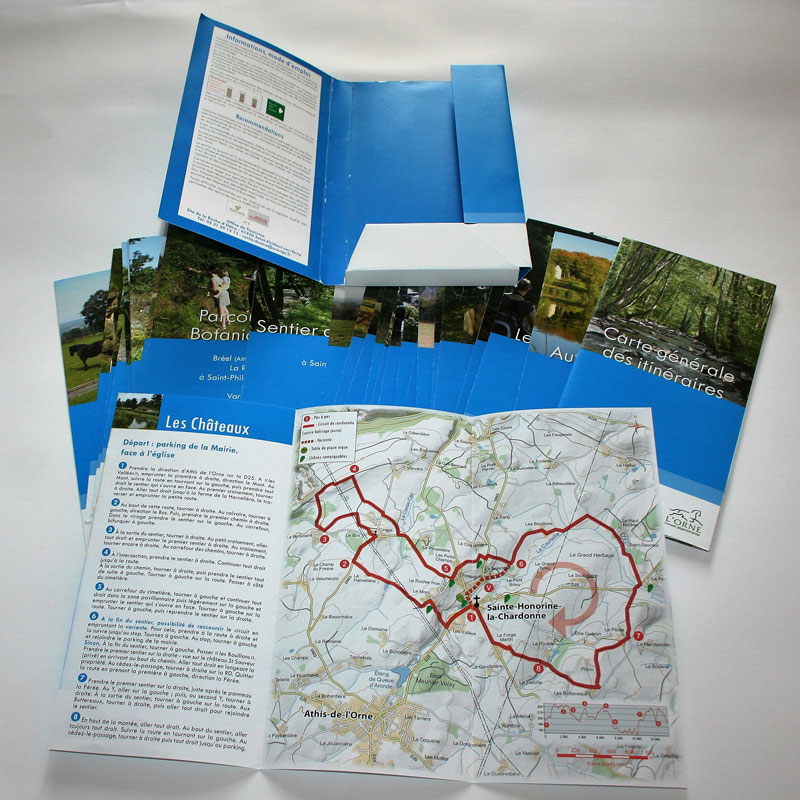Fiche et pochette - Orne - EdiCarto - agence de cartographie spécialisée - Tourisme loisirs - Plan de ville