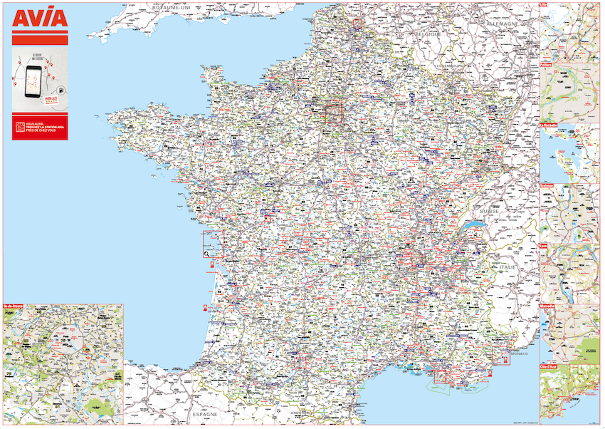France et DROM _ Echelle 1 million - AVIA - EdiCarto - agence de cartographie spécialisée - Déplacement Transport - Carte routière