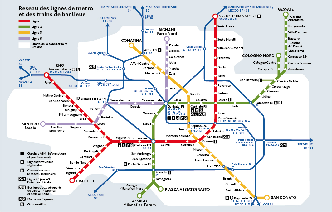 Metro Milan - EdiCarto - agence de cartographie spécialisée - Déplacement Transport - Réseaux de transport