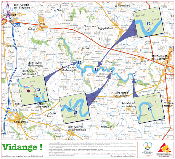 Présentation vidange barrages - Mont-Saint-Michel Normandie - EdiCarto - agence de cartographie spécialisée - Déplacement Transport - Plan de situation