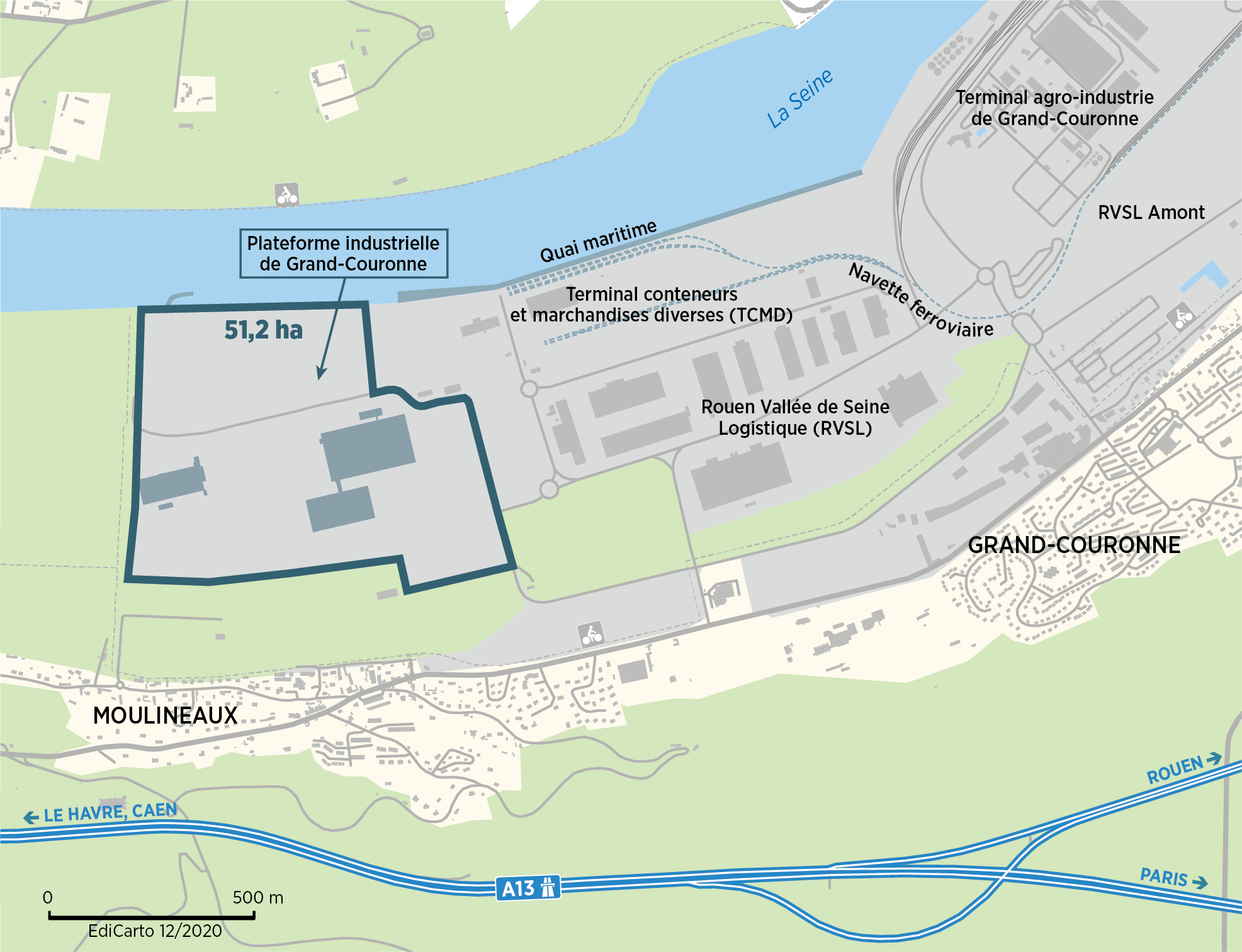 Présentation zone industrielle - HAROPA PORT - EdiCarto - agence de cartographie spécialisée - Déplacement Transport - Plan de situation