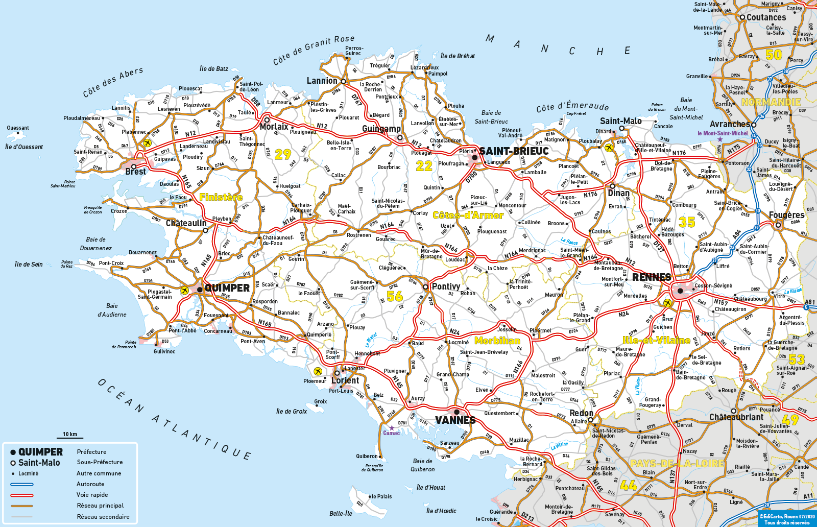 Carte régionale - EdiCarto - agence de cartographie spécialisée - Déplacement Transport - Carte routière