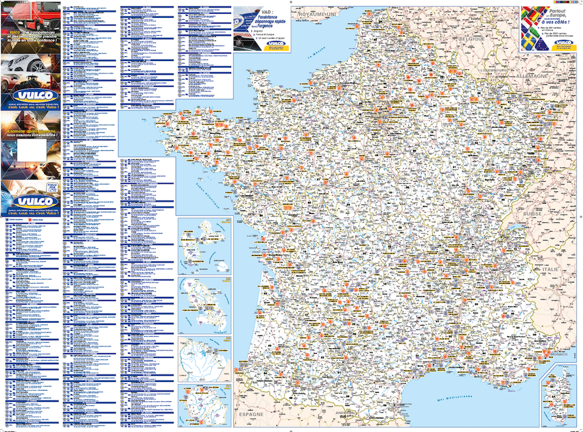 France _ Echelle 1 million - Vulco - EdiCarto - agence de cartographie spécialisée - Déplacement Transport - Carte routière