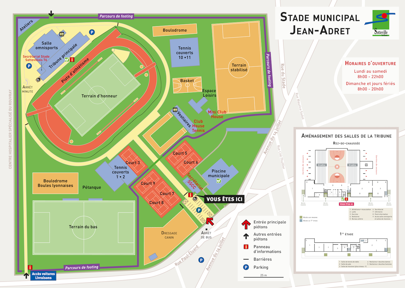 Stade Jean Adret -Mairie Sotteville-lès-Rouen - EdiCarto - agence de cartographie spécialisée - Tourisme loisirs - Signalétique panneaux RIS
