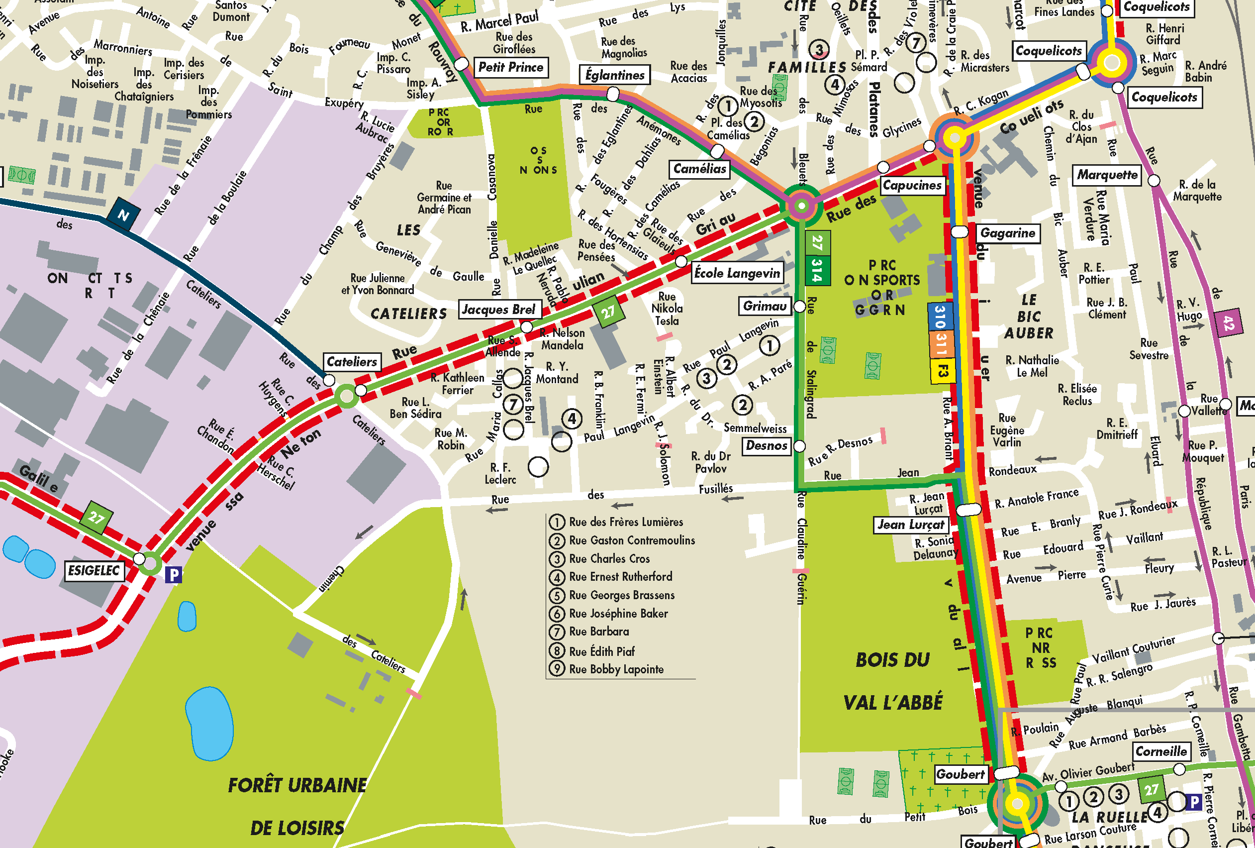 Transports - Saint-Etienne-du-Rouvray - EdiCarto - agence de cartographie spécialisée - Déplacement Transport - Réseaux de transport
