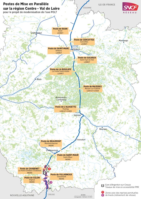 Travaux Paris - Toulouse - SNCF - EdiCarto - agence de cartographie spécialisée - Déplacement Transport - Réseaux de transport