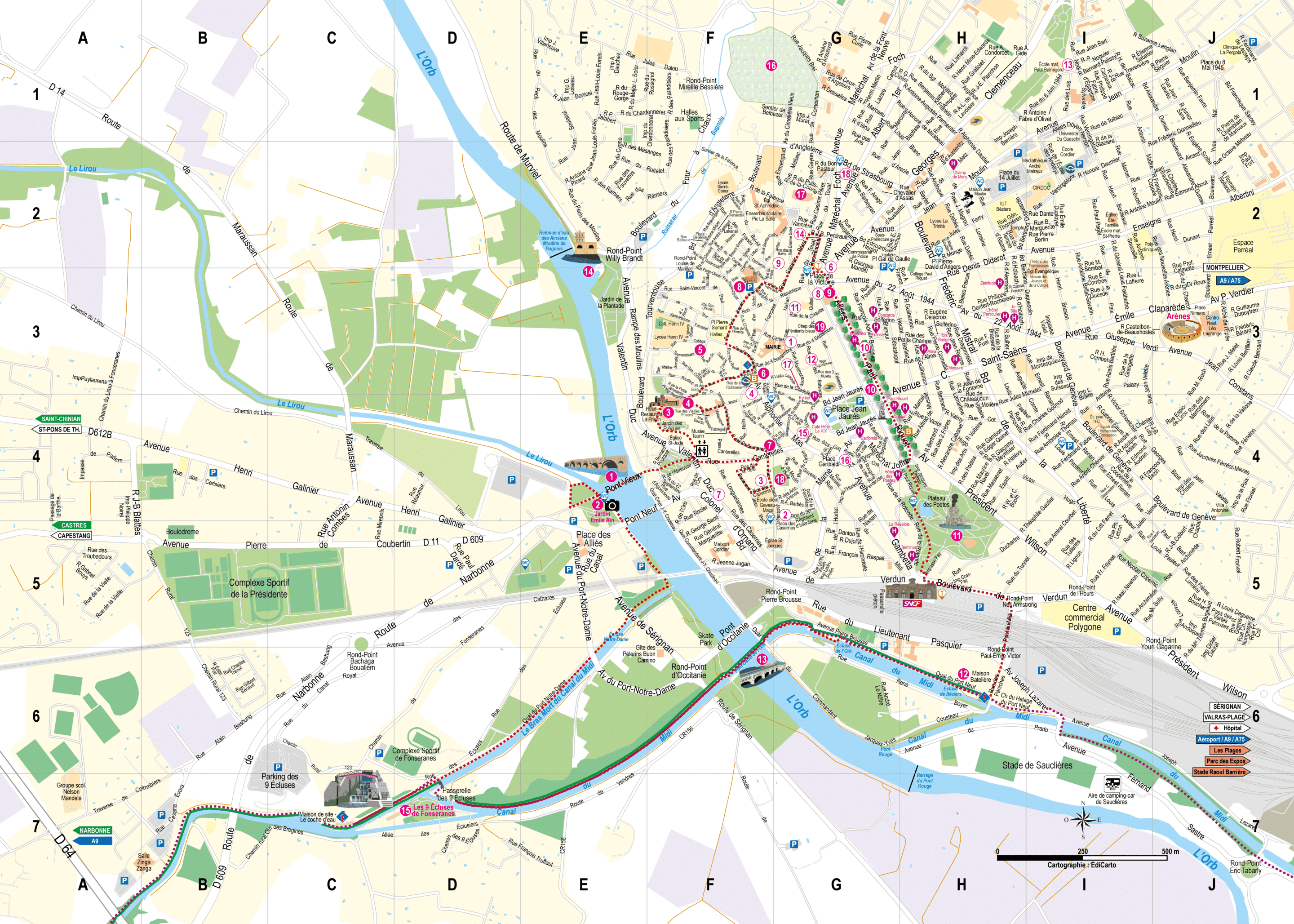 Plan touristique de la ville de Béziers - EdiCarto