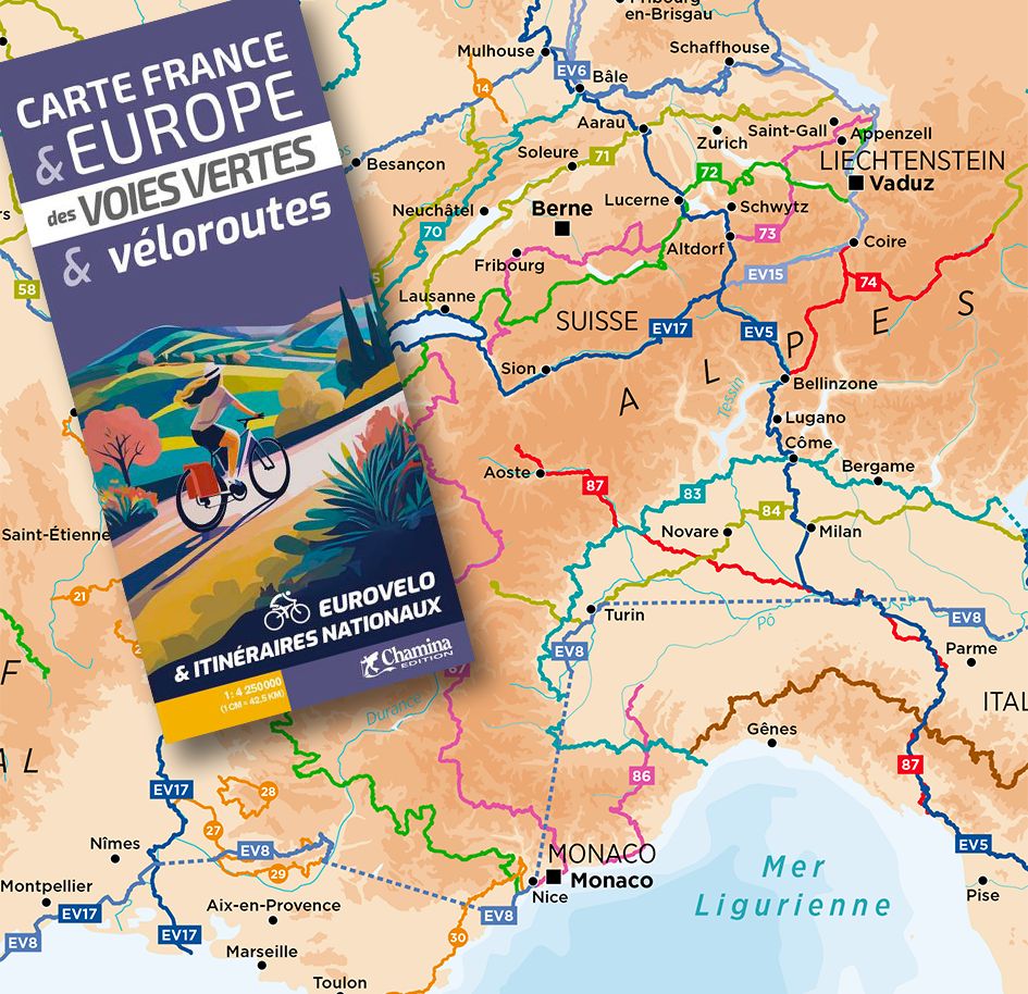 Carte d'Europe des Véloroutes, Editions Chamina