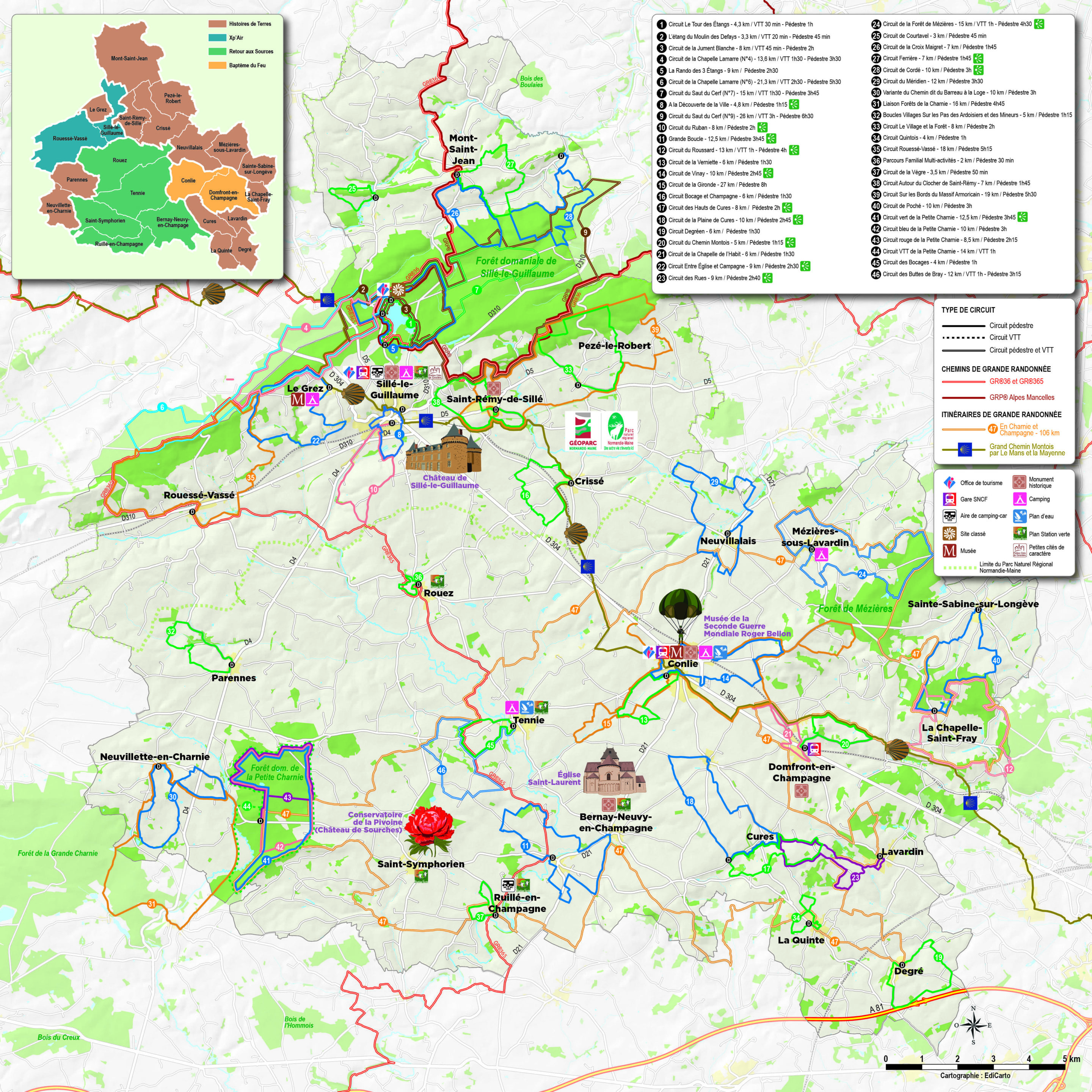 Carte des randonnées de la Communauté de Communes Champagne Collinoise