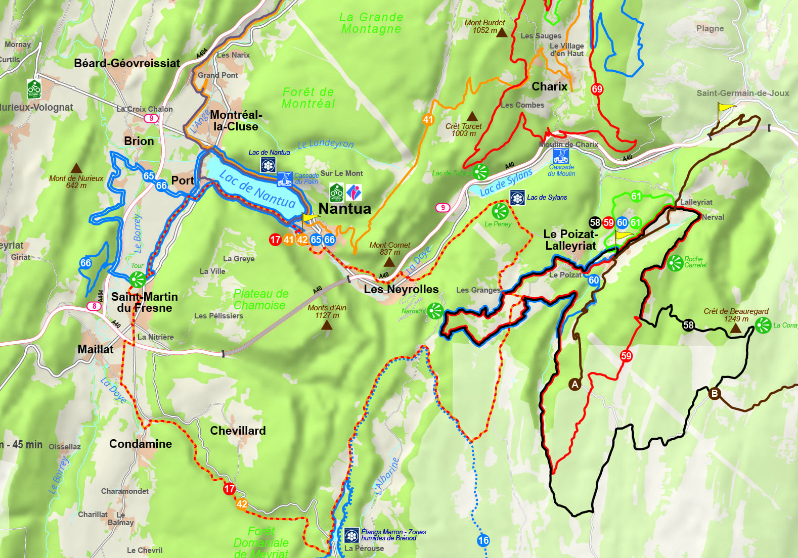 Cartes des circuits vélo, Haut-Bugey Tourisme - EdiCarto