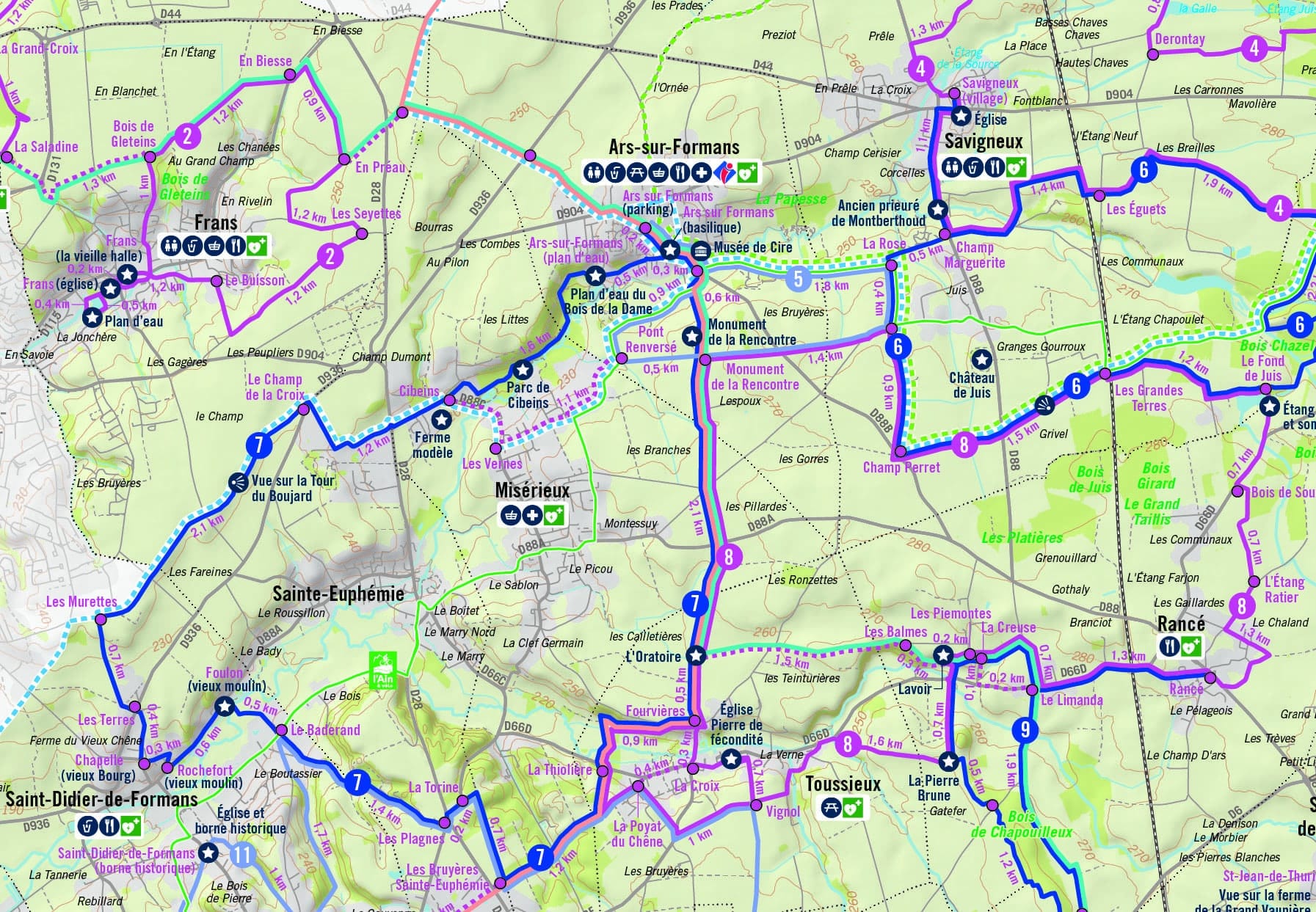 Cartoguide des randonnées, Communauté de communes Dombes Saône Vallée