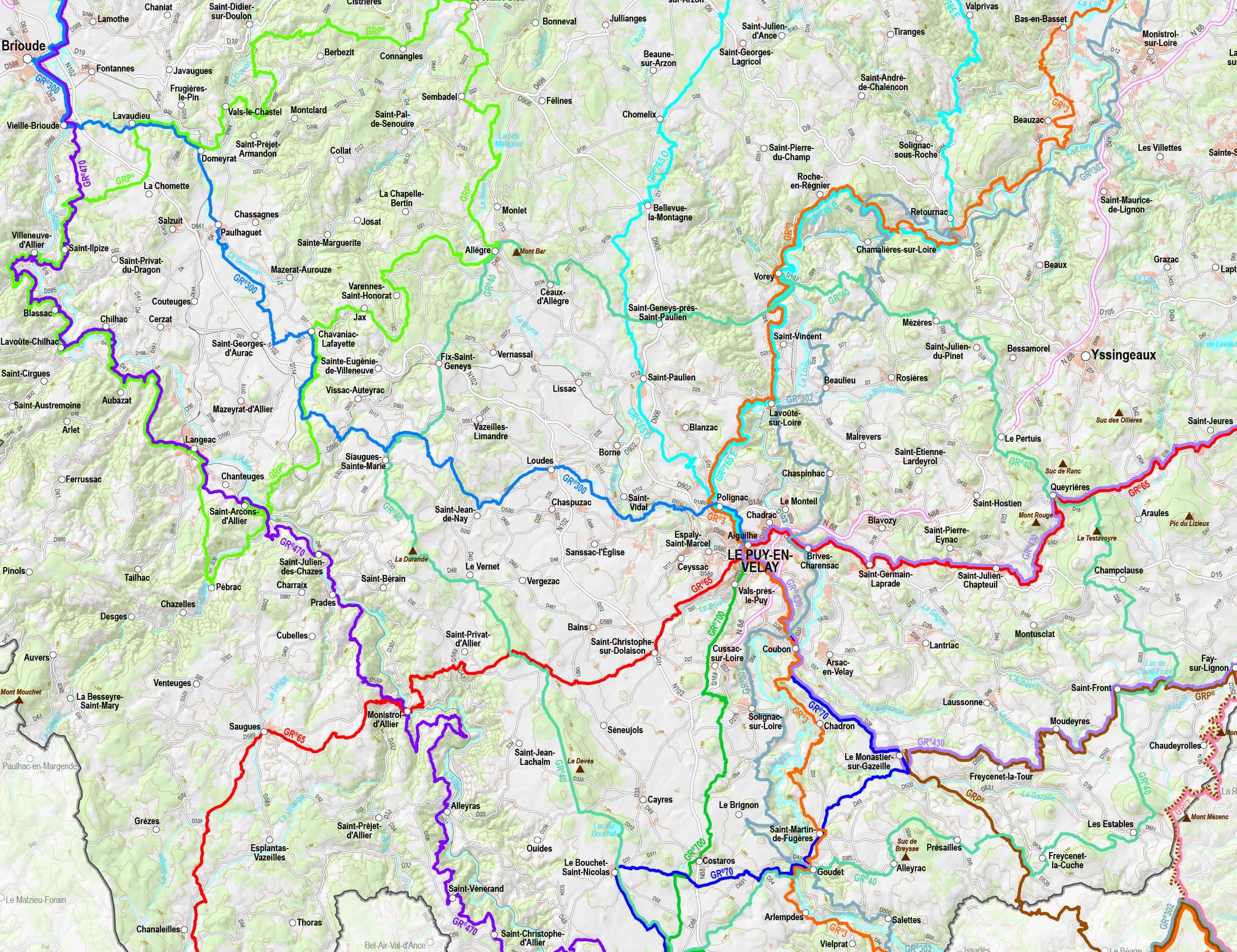 Carte des GR®, Comité de randonnée de Haute-Loire