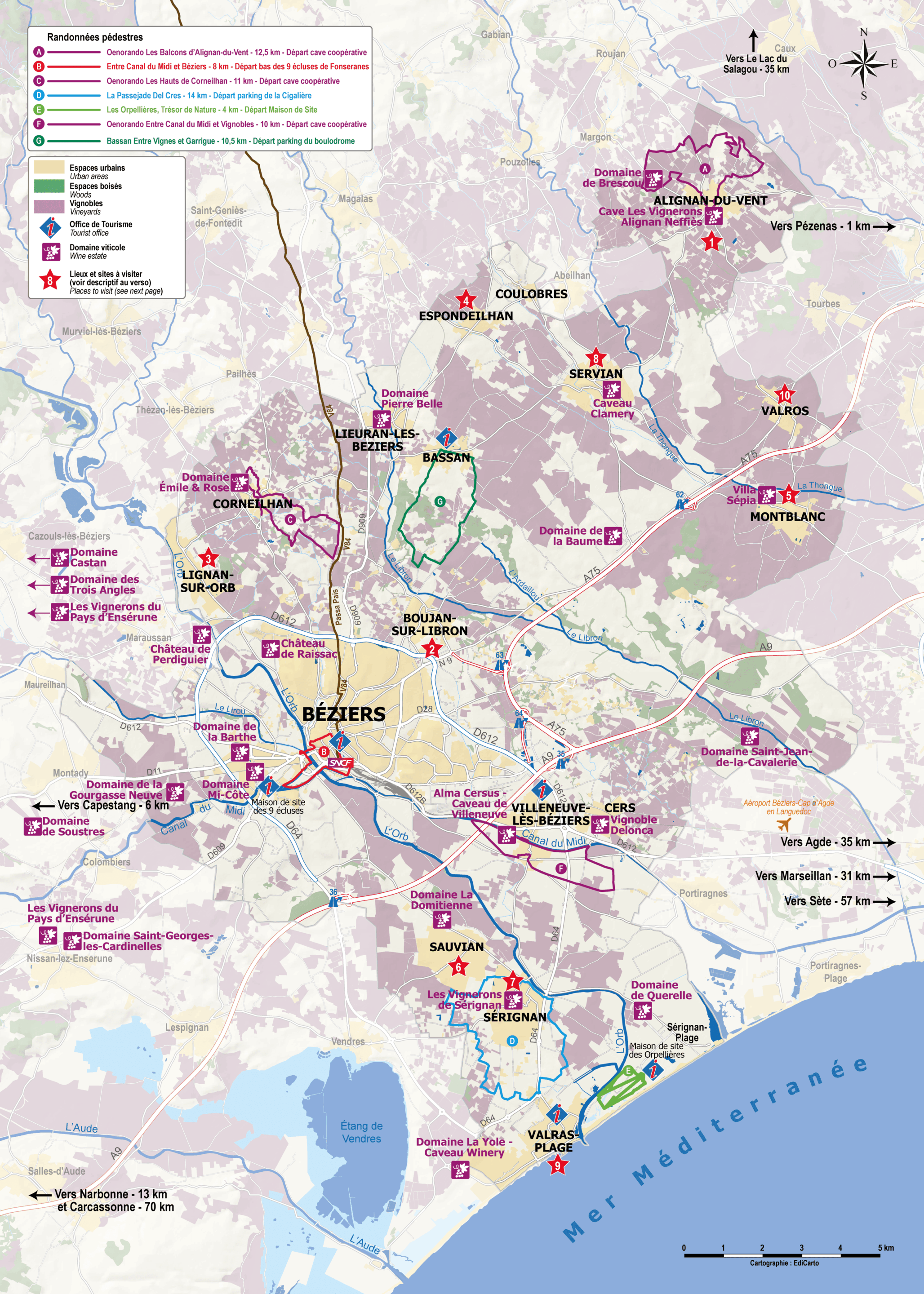 Carte de l'agglomération, Office du Tourisme Béziers - EdiCarto